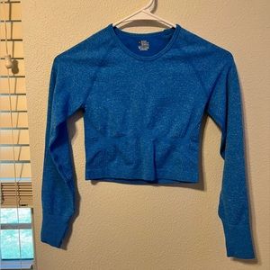 Long sleeve spandex crop workout top